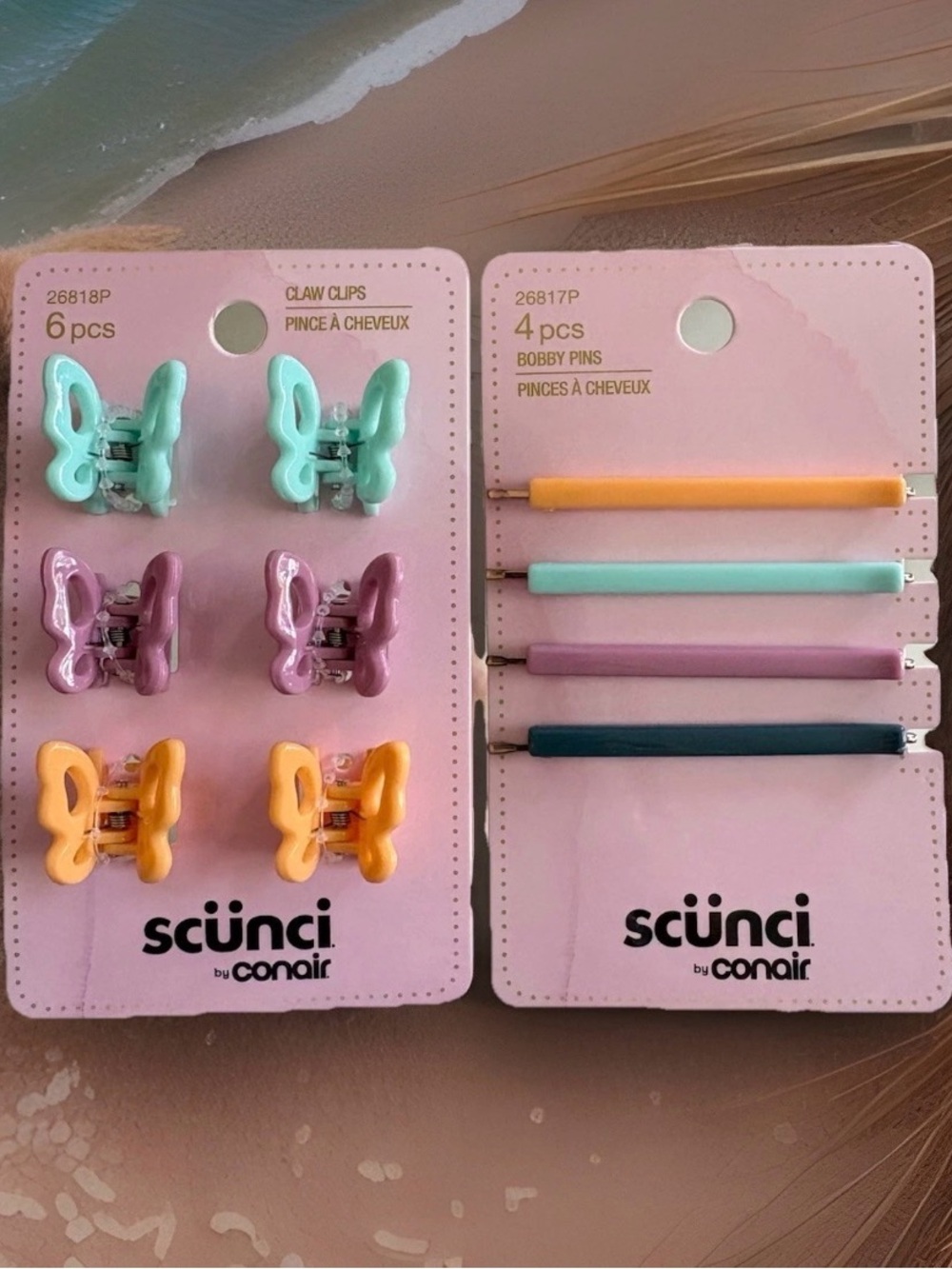 scunci pastel butterfly clips and bobby pins set - mint, lavender, yellow, teal